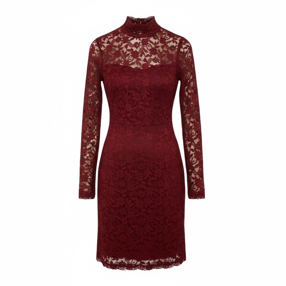 Victoria's Secret Burgundy Lace Long Sleeve Dress